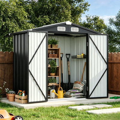 6 Ft. W X 4 Ft. D Metal Storage Shed Kit Including Base Frame