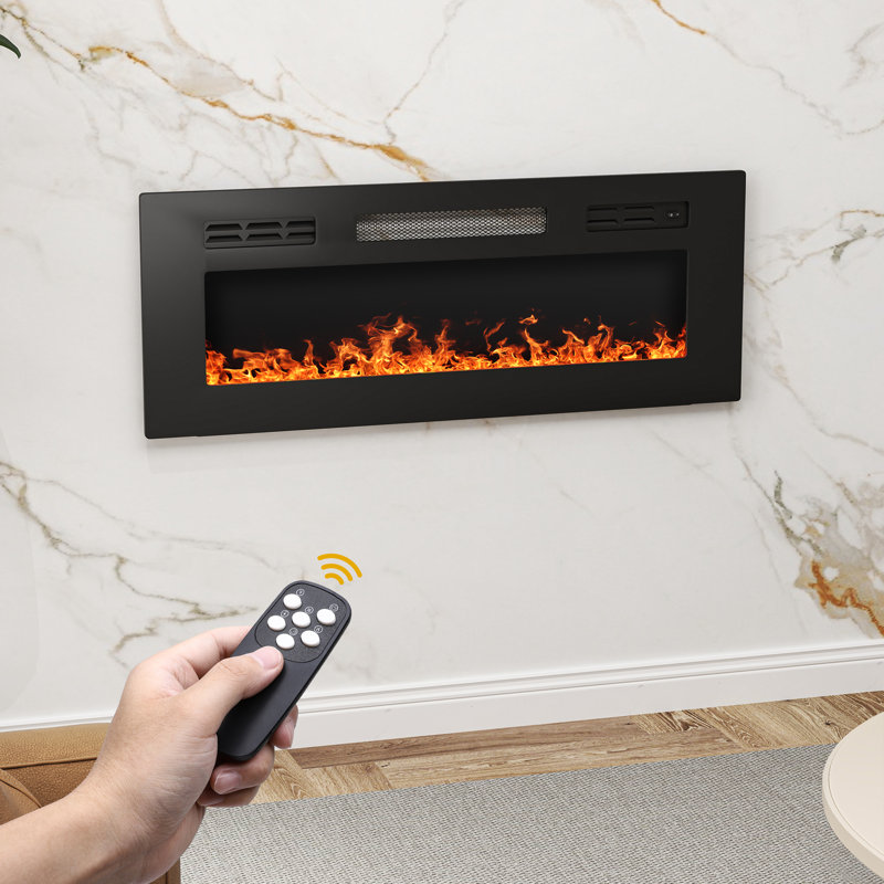 36 Inches Electric Fireplace, Recessed Or Wall Mounted