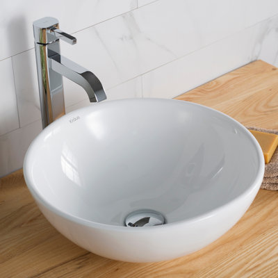 Lavabo de salle de bain vasque circulaire en céramique avec robinet