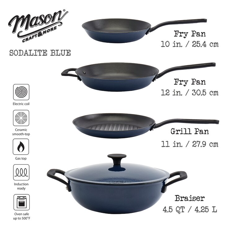 Mason Craft & More 12 in. Cast Iron Covered Braiser Pan, Black