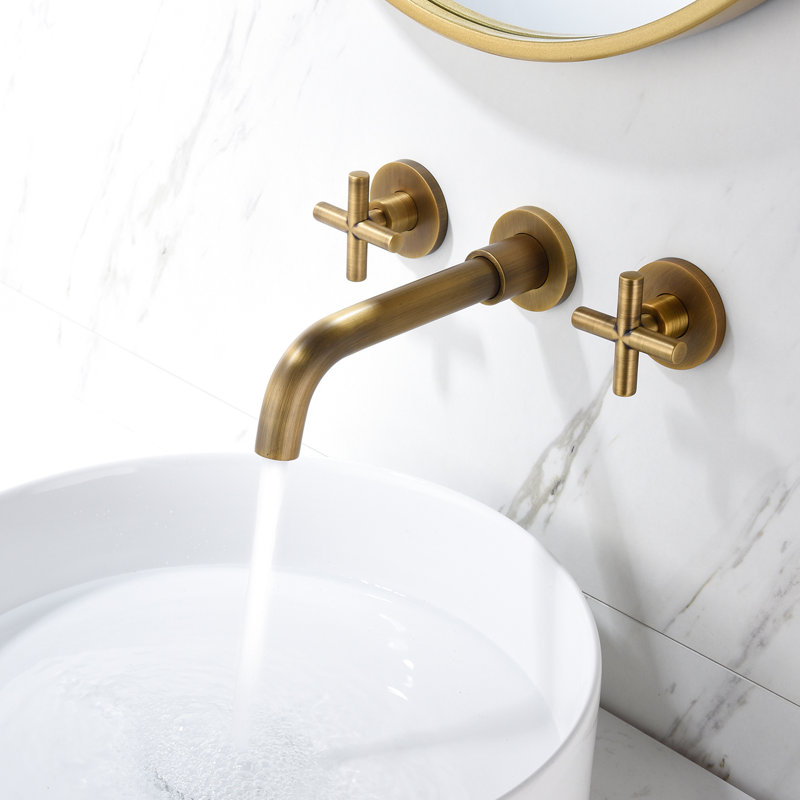 Robinet de salle de bain mural en bronze – Résistant aux empreintes digitales, traitement de surface en 7 couches pour une durabilité accrue, construction en laiton massif, nettoyage facile et contrôle précis du débit d'eau