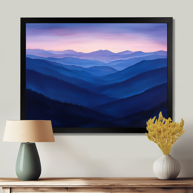 Glendia lavande, montagnes au crépuscule I - montagnes, art mural, Reproduction d'une seule photo avec cadre, Noir