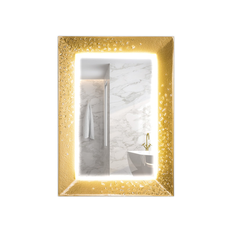 Miroir de salle de bain Glam, 38,6 po x 27,6 po, Or