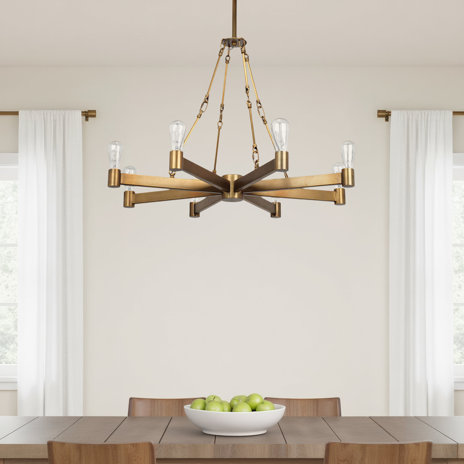 8 - Light Dimmable Sputnik Chandelier, Brass