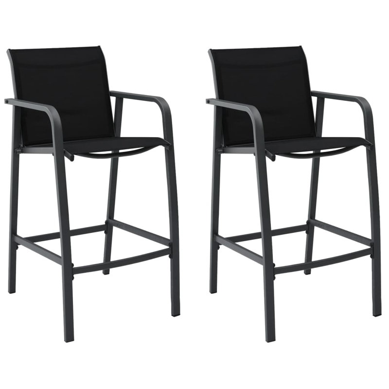 Chaises de bar pour patio 2 pièces en polyester enduit de PVC, Noir