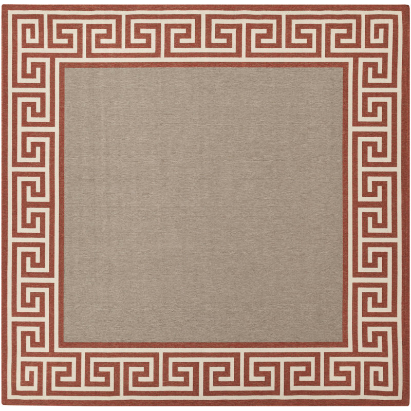 Tapis rouille/taupe tissé à la machine Maen, Carré 8 pi 9 po