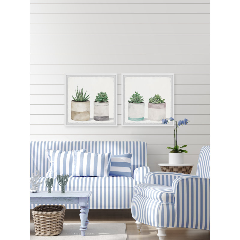 Fleshy Succulent Leaves by Marmont Hill - 2 Piece Single Picture Frame Painting Set, 30" H x 30" W x 3.81" D