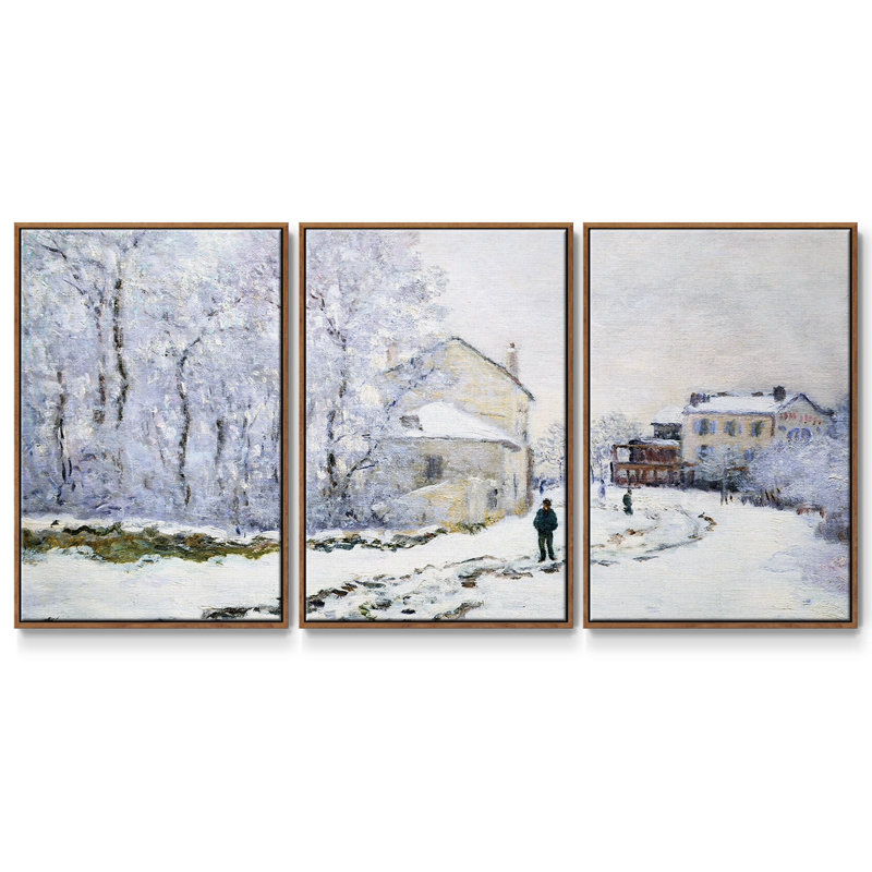 Neige à Argenteuil, 1875, 3 pièces, H 24 po x l 48 po x P 2 po, Noyer