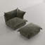 Chaise d'appoint moelleuse en chenille rembourrée avec coussins de nuage surdimensionnés et repose-pieds mobile-678557942