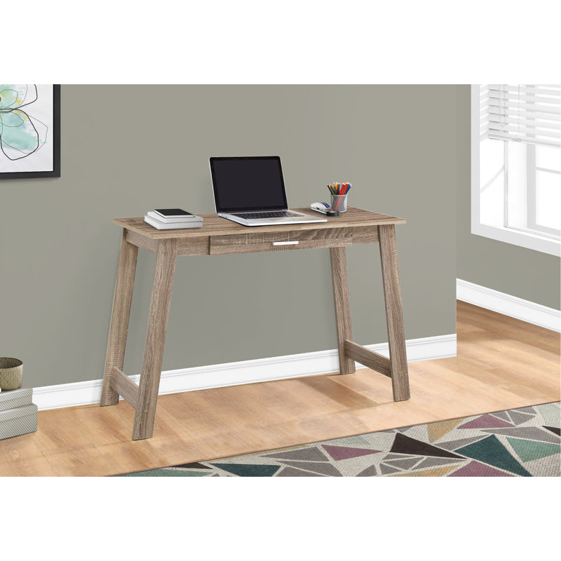 Bureau d'ordinateur moderne pour la maison - Finition en stratifié brun avec rangement pour tiroir