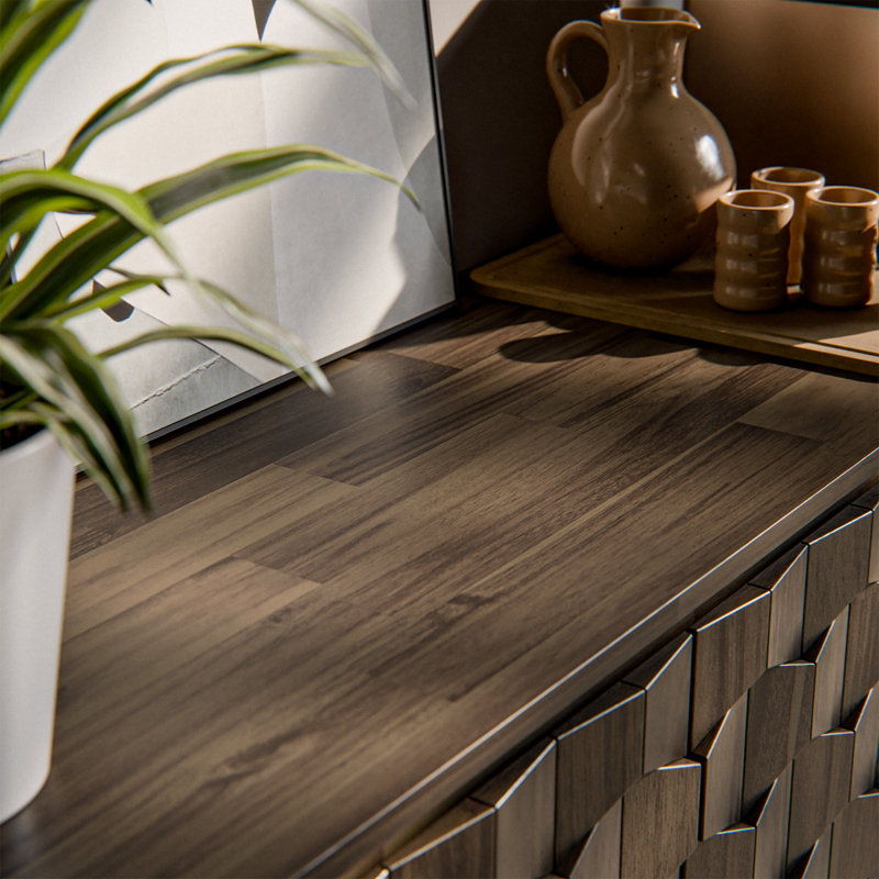 Georgina 61" Wide 3 Drawer Acacia Solid Wood Sideboard, Mocha