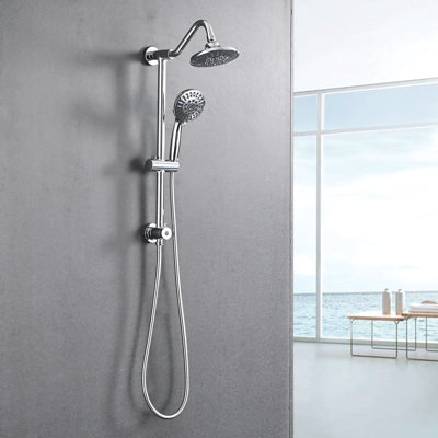 Douche de 2,5 gallons par minute avec pomme de pluie de 6 pouces et système de salle de bain au fini innovant
