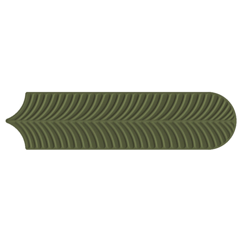Feather 3 in. x 12 in. 3D Glossy Ceramic Subway Wall Tile (20 PCS, 4.84 Sq. Ft./Case), Green