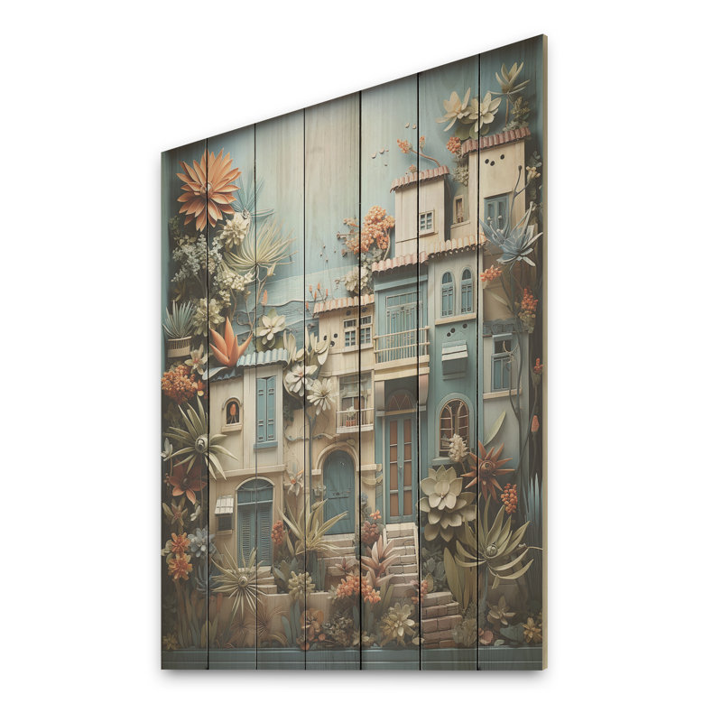 Centre de pêche moderne, collage I - fenêtres côtières sur bois, H 44 po x l 34 po