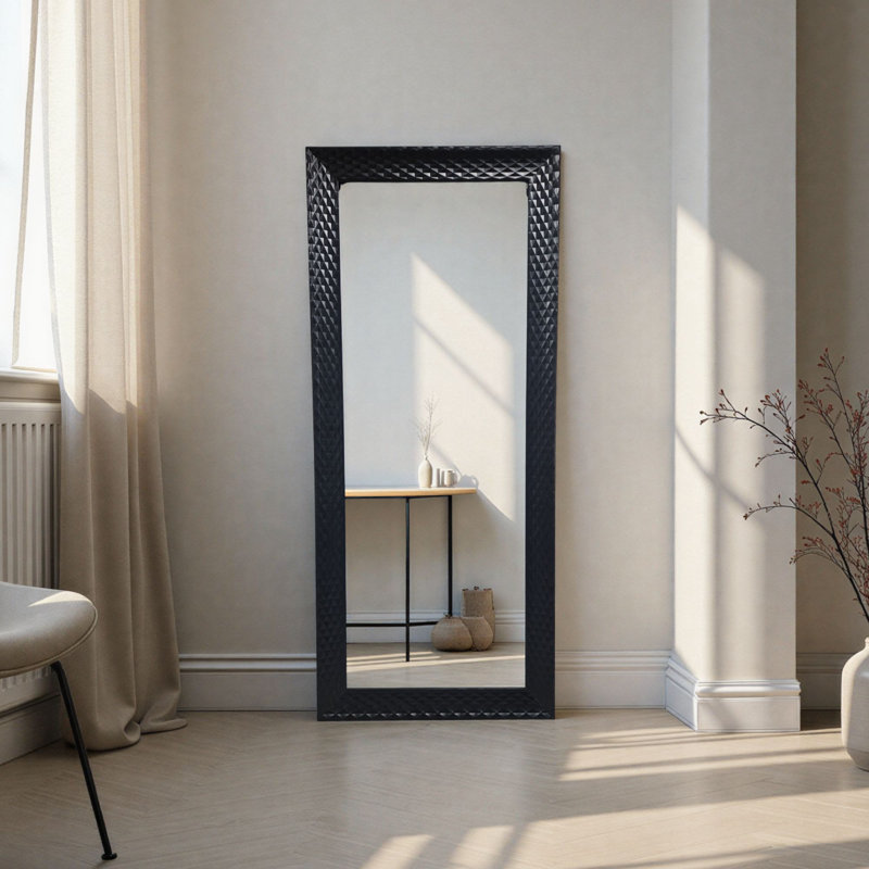 Diamont Tall Framed Bevelled Mirror, Black, 133.5cm x 57.5cm
