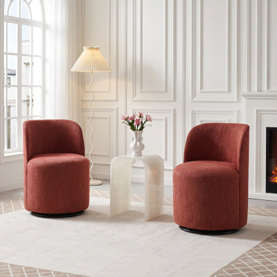1 ensemble de chaises de cuisine et de salle à manger à couverture souple en forme de seau, chaises de salle à manger circulaires en lin de style médiéval-moderne, pivotantes à 360 degrés, confortables, sans accoudoirs, décoratives, d'appoint et d