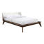 Grand lit en bois de noyer massif, lit plateforme moderne de style Mid-Century avec tête de lit à oreilles en tissu et pieds inclinés, tête de lit-1271875429