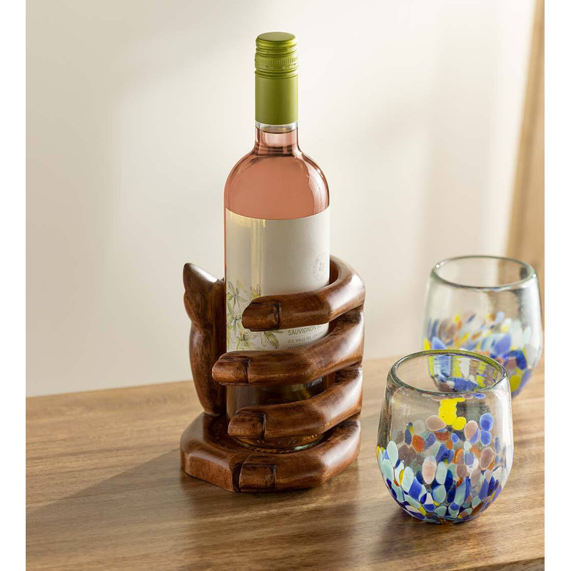 Artisan Carved Hand Wine Bottle Holder