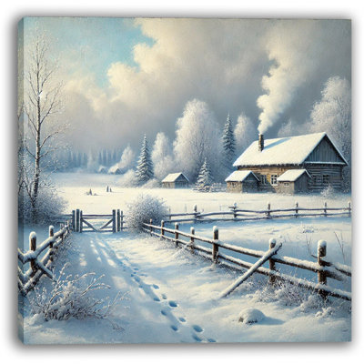 Snow-Covered Countryside Landscape Canvas Art