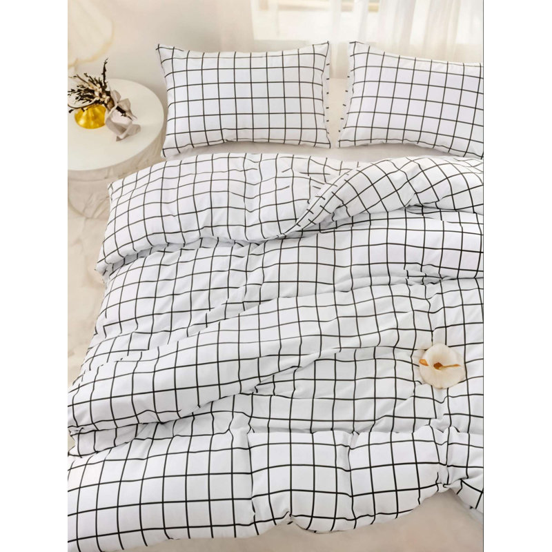 Super King Quilt Cover Set, Black, 102.4 x 86.6 inches | 65% Cotton, 35% Polyester, Machine Washable, 120 Thread Count | Includes 2 Pillowcases (19.7 x 31.5 inches) | Stylish & Comfortable Bedding for Luxurious Sleep