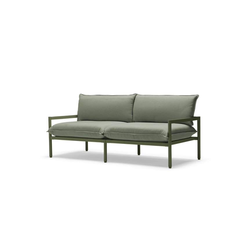 70.5'' Olive Aluminum Outdoor Loveseat with Sunbrella Cushions