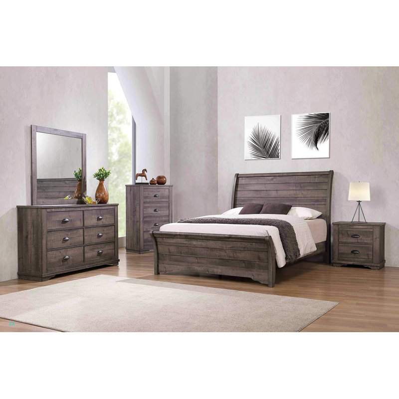 Lit de traîneau très grand au design contemporain 1pc, Gris, Très grand lit