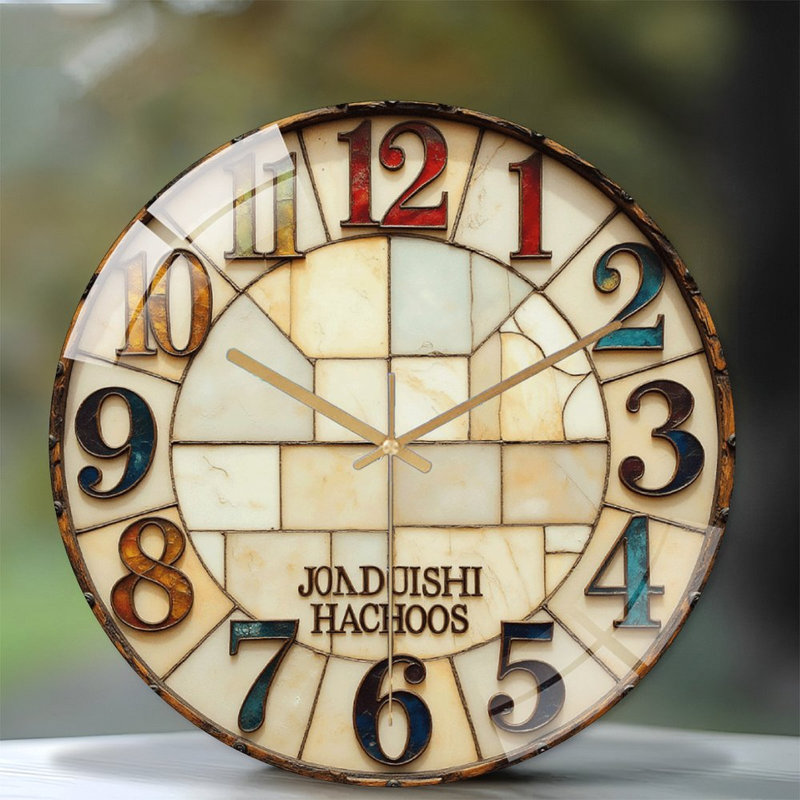Horloge murale rétro vintage avec chiffres colorés et horloge murale moderne en verre 12 po