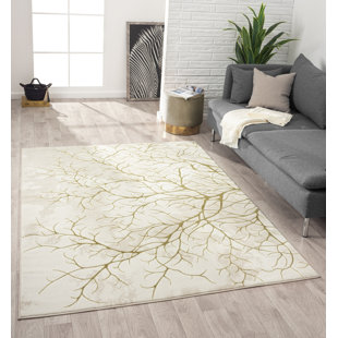 Ksamil Abstract Area Rug In Beige/Gold
