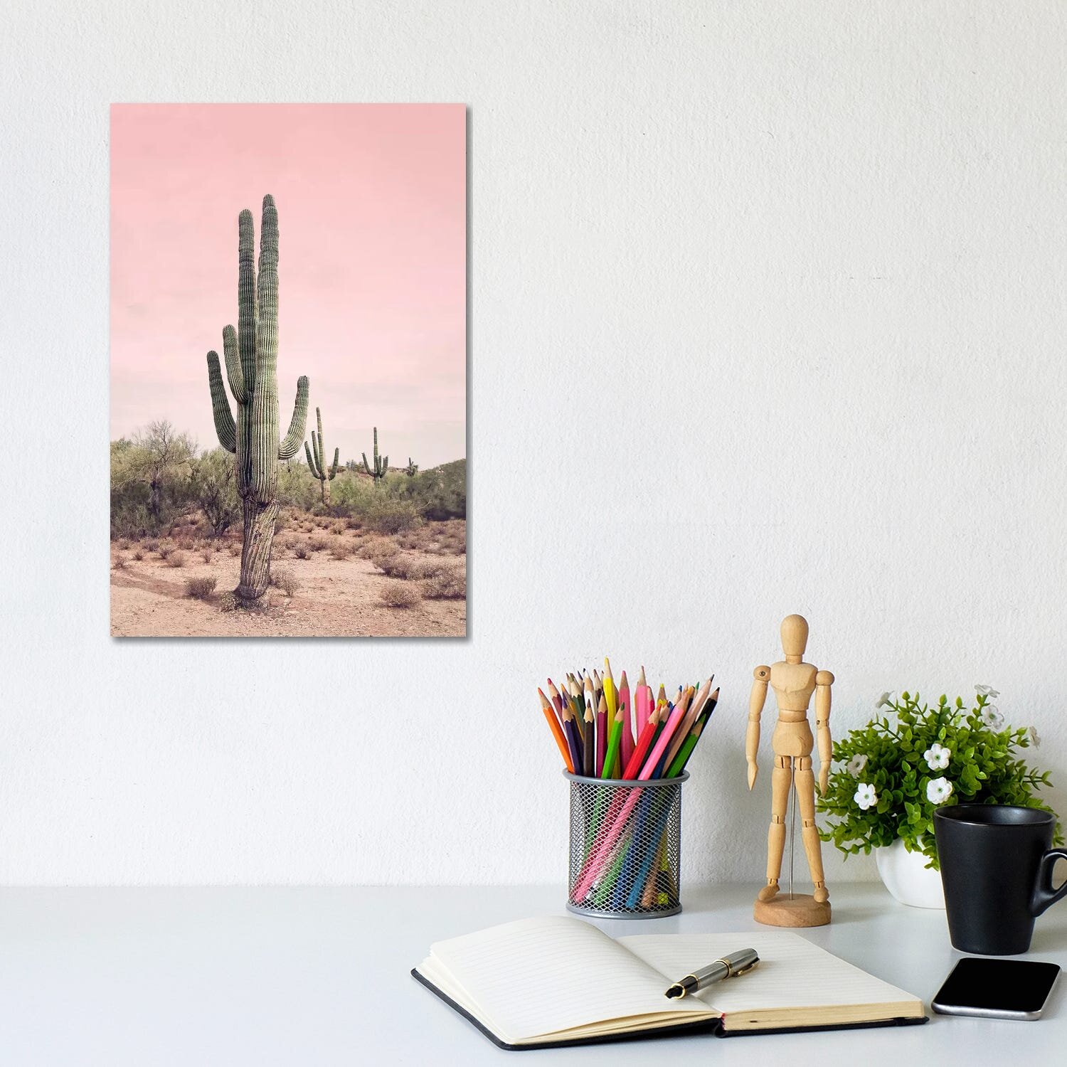 iCanvas Desert Cactus Blush by Sisi and Seb - Graphic Art Print | Wayfair