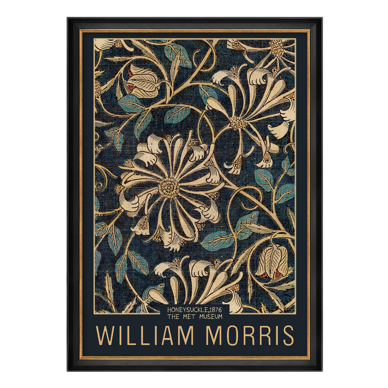 "William Morris, chèvrefeuille classique, illustrations florales, impressionnisme, décoration murale", Non
