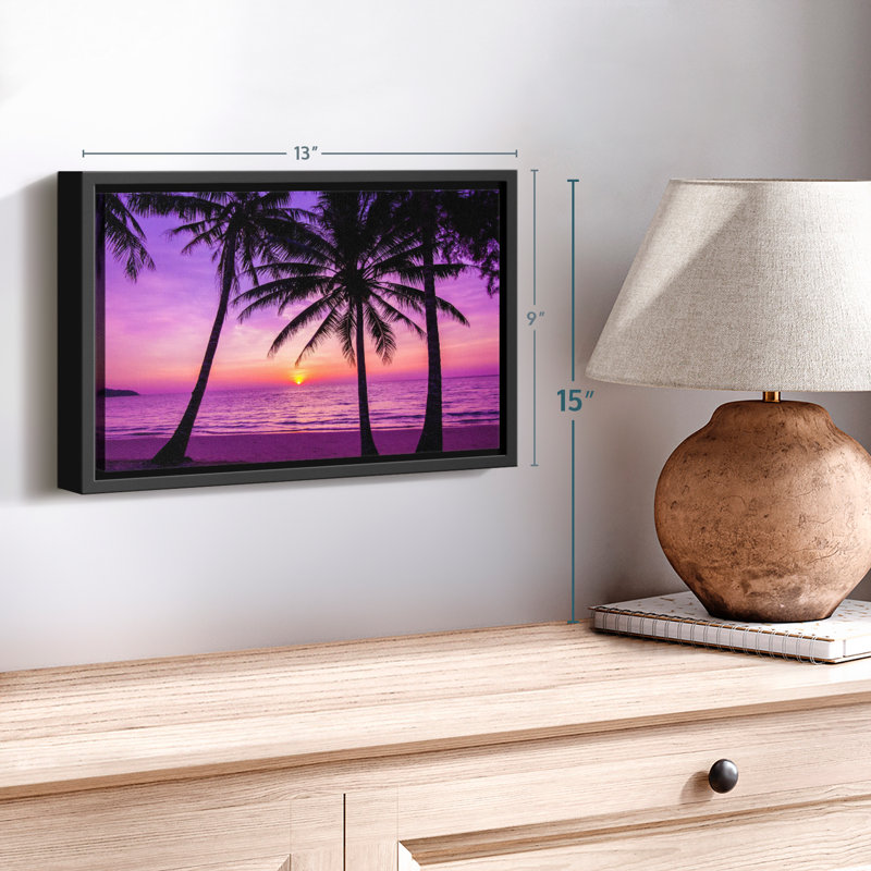 Impression sur toile de palmiers mauves, H 9 po x l 13 po