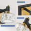 Luminaire de salle de bain moderne à DEL à intensité variable avec appliques en cristal, finition noire et dorée, éclairage mural écoénergétique au-dessus d'un miroir