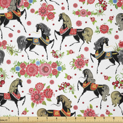 Deperte Floral Arrangement and Dapple Stallions Multi-Purpose Fabric