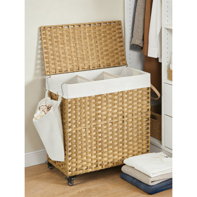 Laundry Cart, Covered Laundry Basket, Wheeled Rolling Laundry Basket, Detachable Lining, Suitable For Bedrooms