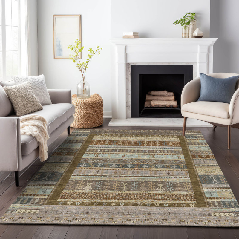 Machine Washable Indoor/Outdoor Meredith ACN2160 Striped Rug, Rectangle 10 pi x 14 pi