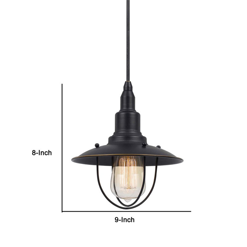 Luminaire suspendu unique en forme d'urne à 1 lumière Javaraus, Bronze, Bronze