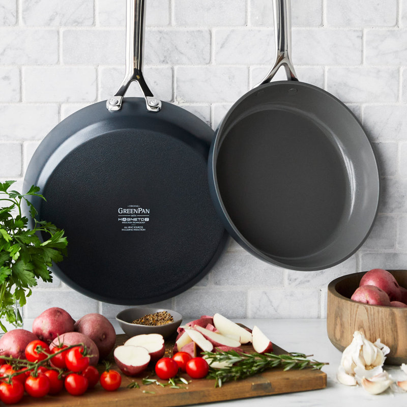 GreenPan GP5 Colors Healthy Ceramic Nonstick 9.5" and 11", 2 Piece Frypan Set, Slate