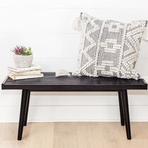 Mid-Century Solid Wood Entryway Bench, 56.25 Inch Large Bench for Entryway,  Bedroom, Living Room, 400 lb. Weight Capacity, Easy Assembly – Plank+Beam