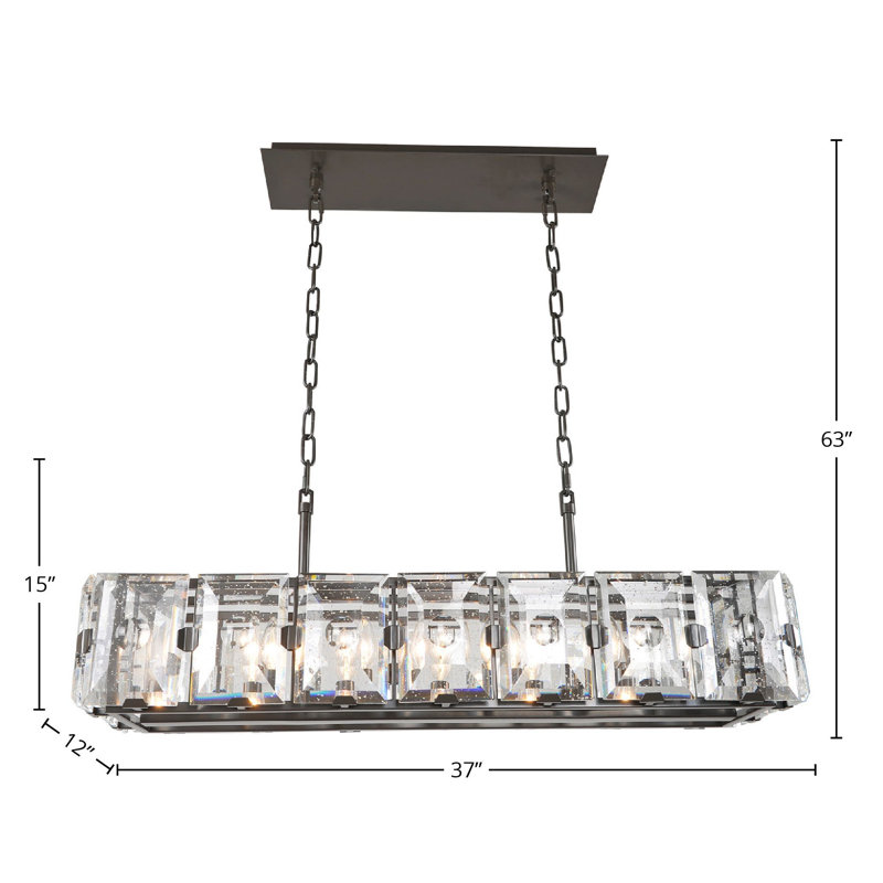 Luminaire suspendu pour îlot de cuisine 7 lumières Giada, Bronze foncé