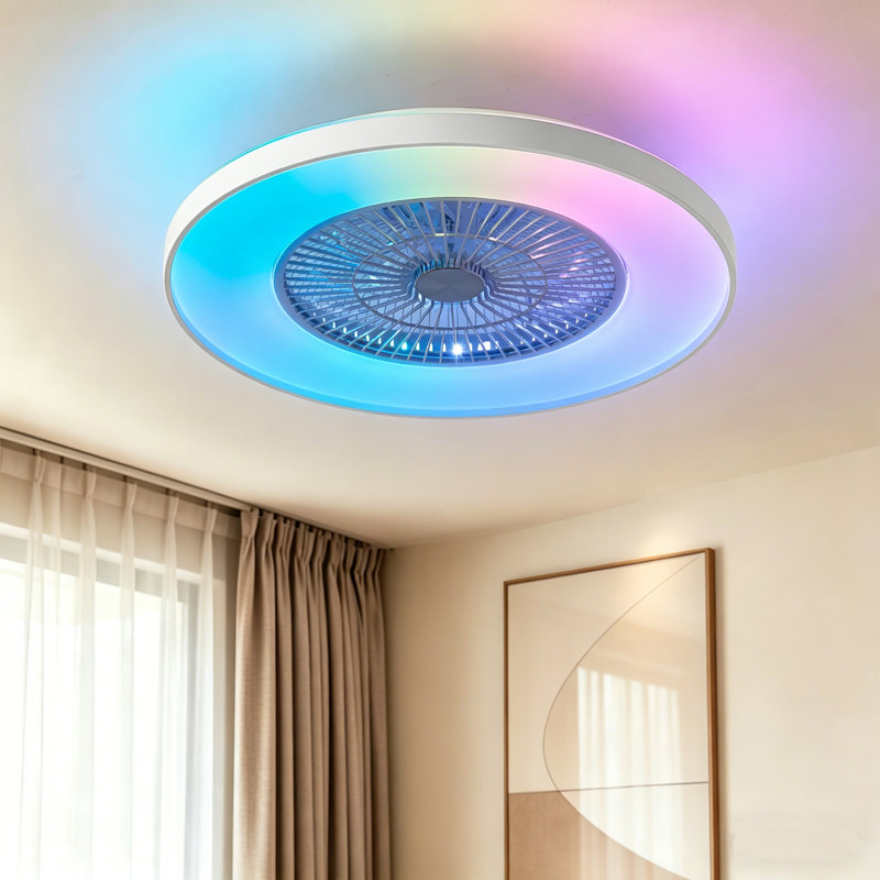Ventilateur de plafond encastré 24 po à DEL Bluetooth Bluetooth Makaiyla avec télécommande vocale APP, 24 po de largeur