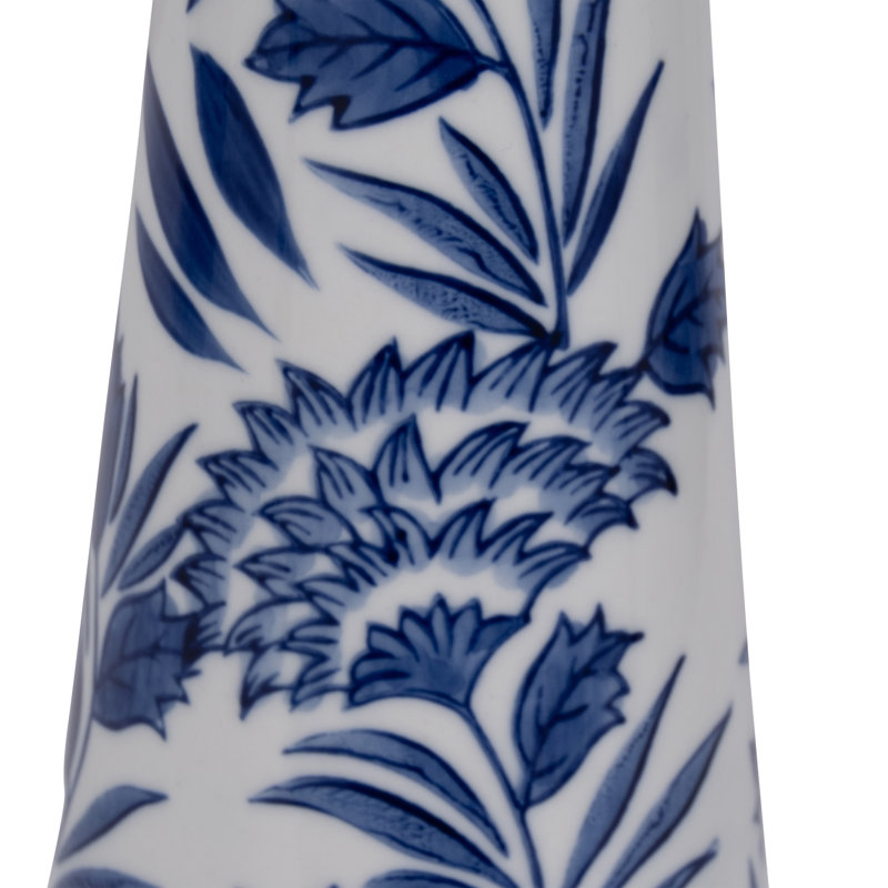 Porte-bougie en grès et en porcelaine avec design décoratif traditionnel et plateau évasé, H 12 po x l 4 po x P 4 po