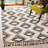 Alimatou Hand Knotted Wool/Cotton Geometric Rug in Beige/Black-24292823