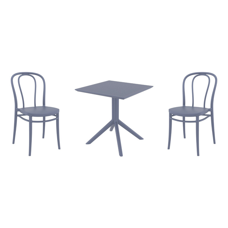 Ensemble bistro 60 po Farrah, Gris foncé