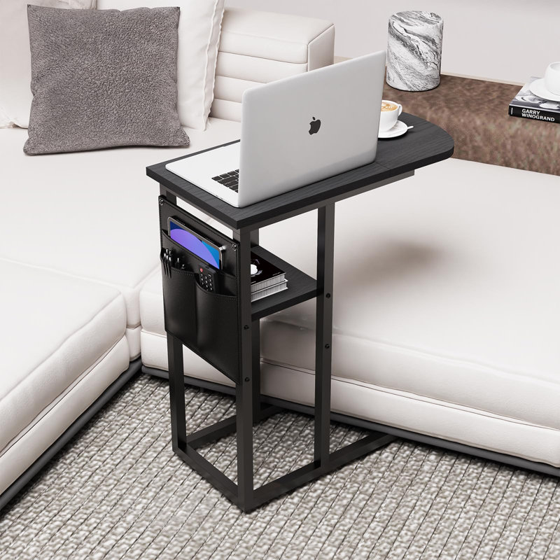 C-Shaped Black Side Table With Extra Storage – Versatile, Space-Saving, Ideal For Small Spaces And Multiple Uses
