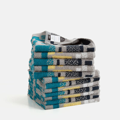  Colorful-Starry Washcloths with Hanging Loop (12-Pack 13x13in), Organic Cotton, Siro Spun, Quick-Dry & Super Absorbent Durable for Bathroom & Gym, Commercial-Grade Bulk Vacuum-packed, OEKO-TEX Certified