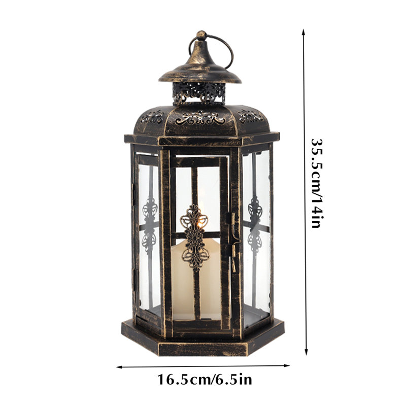 Lanterne décorative moyenne en métal 14 po (noir)