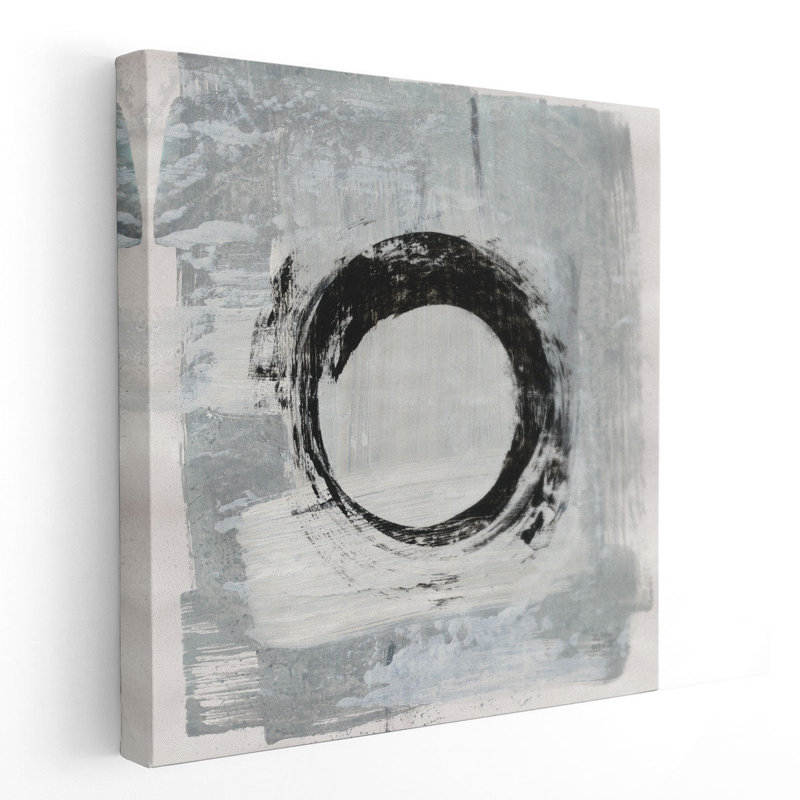 «Zen Circle I Black and White», reproduction d'art sur toile, H 20 po x l 20 po