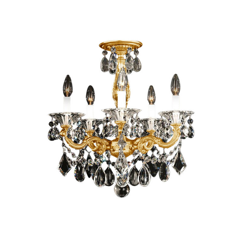 La Scala 5 - Light Chandelier, French Gold, Heritage Clear