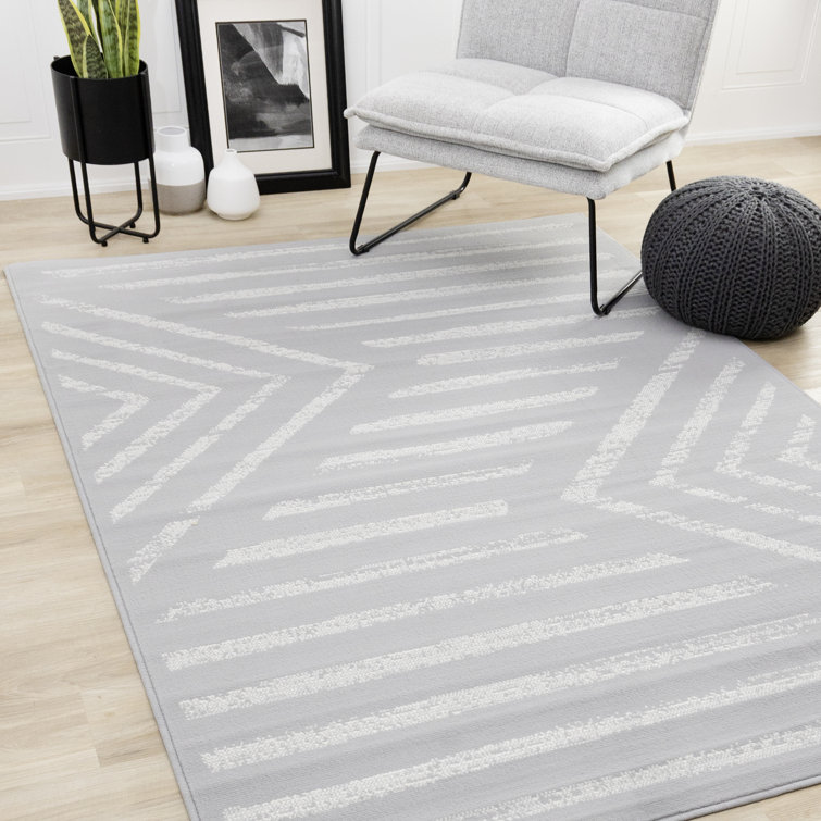 Fresno Blue Cream Modern Lines Area Rug