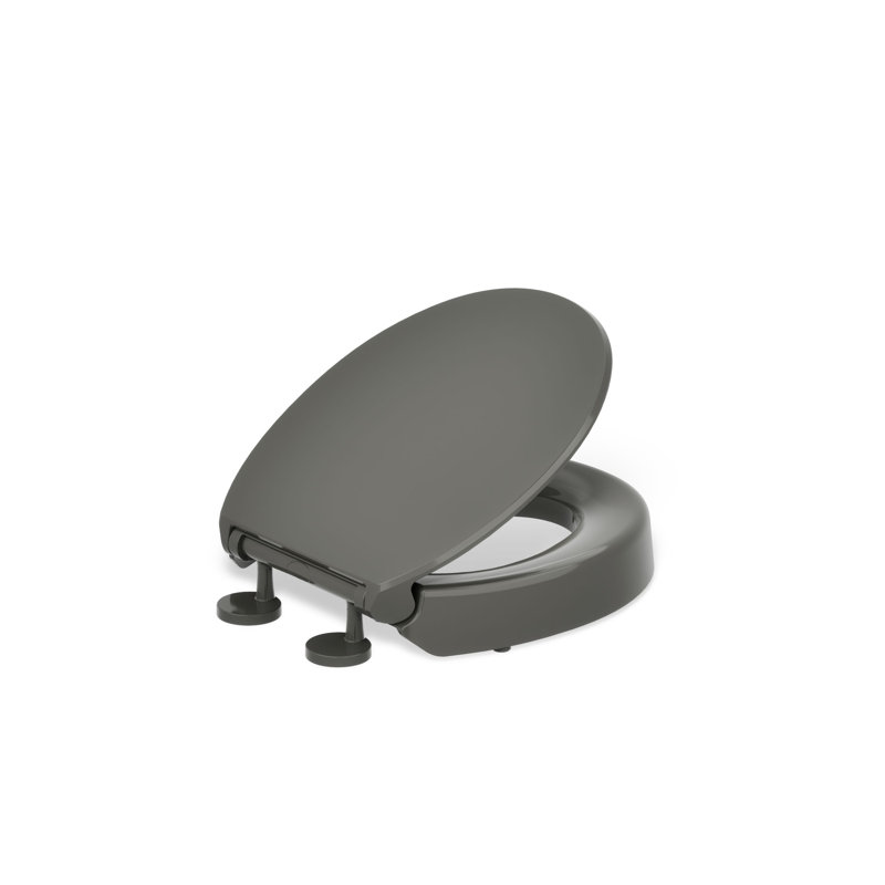 Hyten Elevated Quiet-Close Round-Front Toilet Seat, Thunder Gray